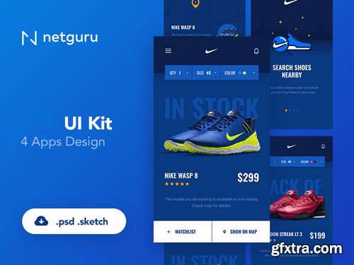 Shoes eCommerce Mobile App UI Kit PSD Template