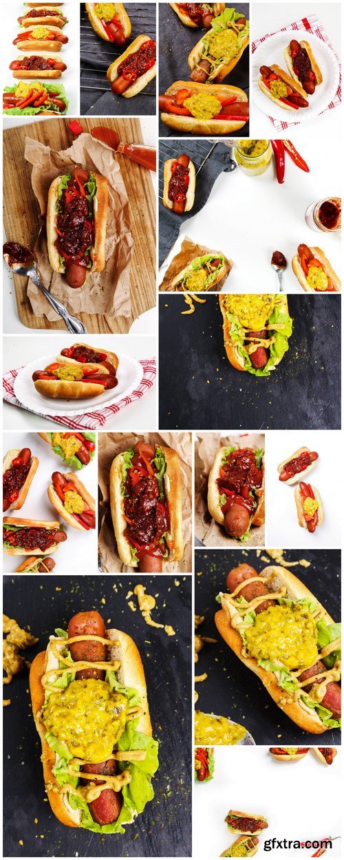 Tasty Hot Dog - Fast Food, 15xUHQ JPEG Photo Stock