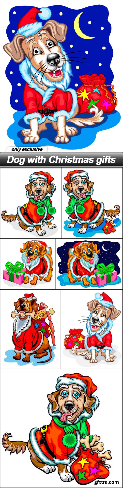Dog with Christmas gifts - 8 EPS