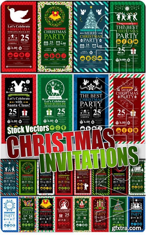 Christmas invitations cards - Stock Vectors