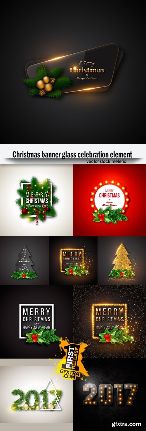Christmas banner glass celebration element