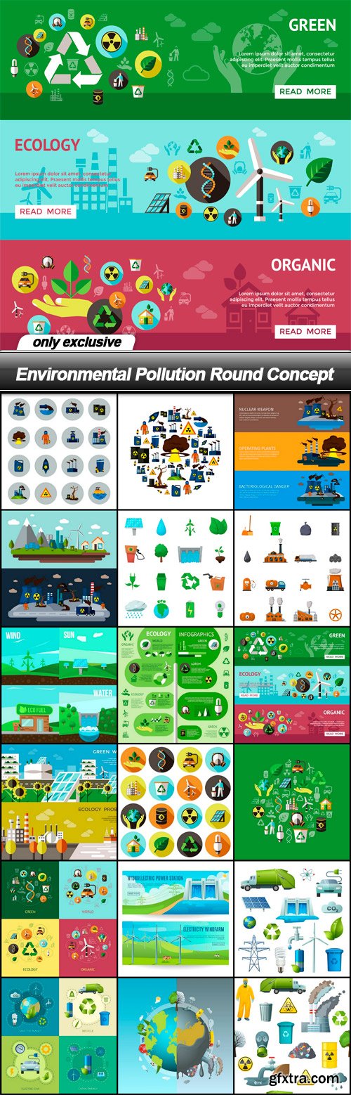 Environmental Pollution Round Concept - 18 EPS