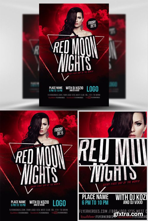 Red Moon Nights Flyer Template