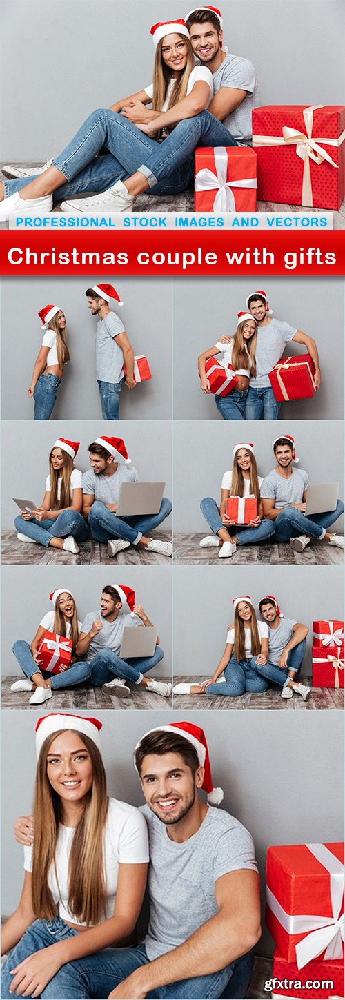 Christmas couple with gifts - 8 UHQ JPEG