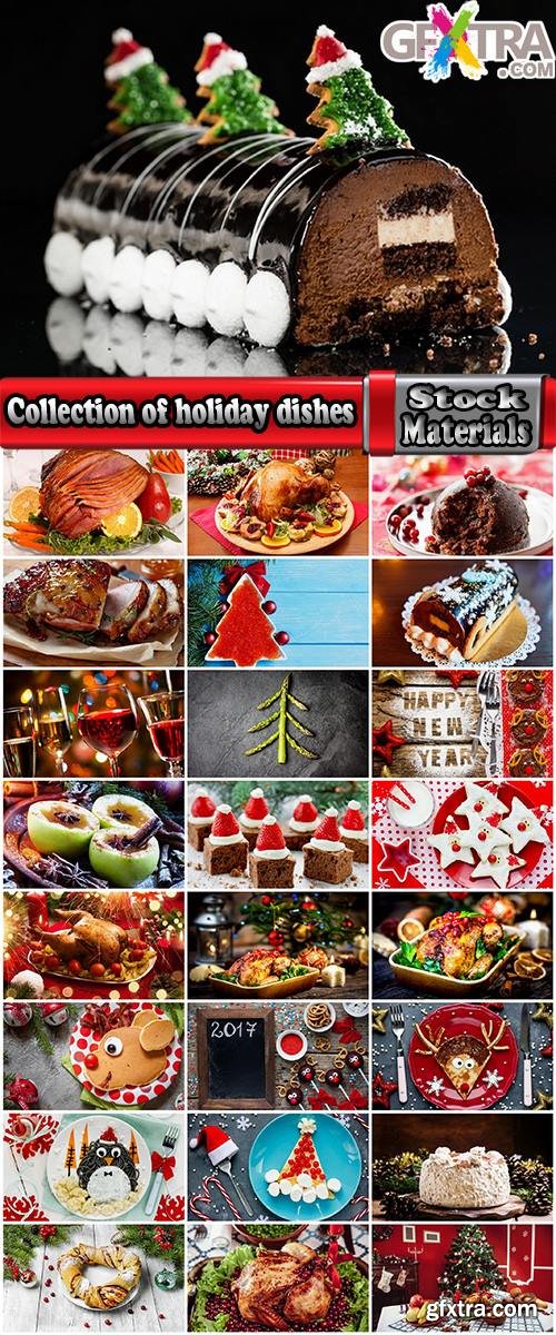 Collection of holiday dishes chicken salad caviar sweet new year 25 HQ Jpeg