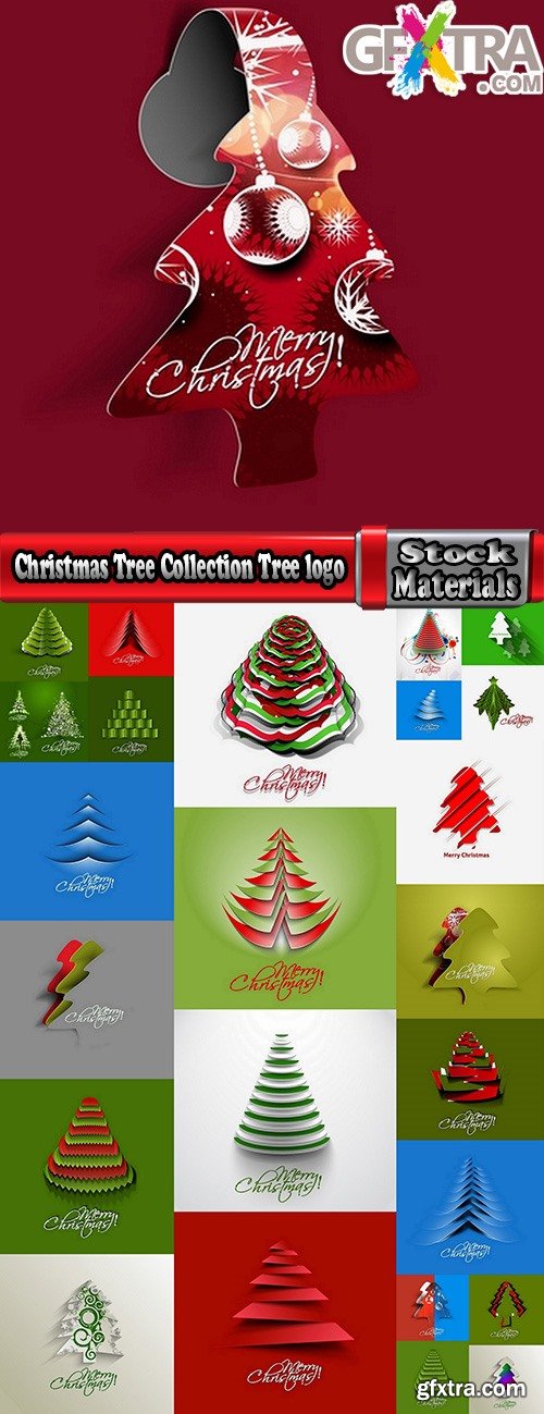 Christmas Tree Collection Tree logo flyer banner card christmas new year bekgraund 25 EPS
