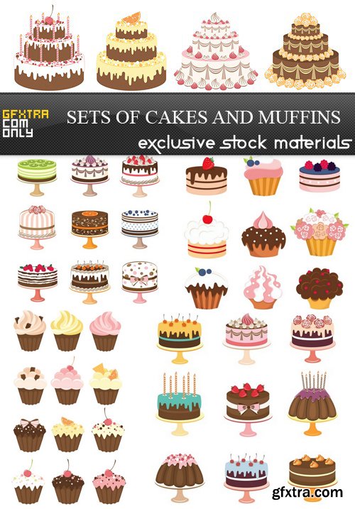 Sets of Cakes and Muffins - 5xEPS