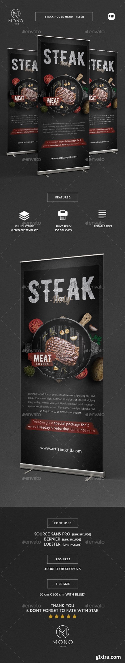 Graphicriver Steak House Roll Banner 17523606