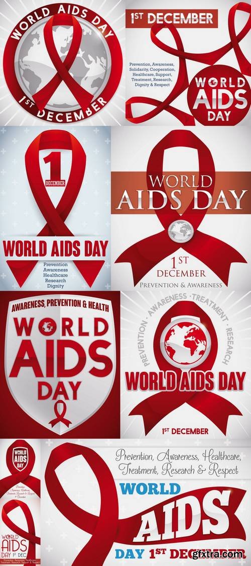 Commemorative Red Ribbon with Cross Pattern for World AIDS Day