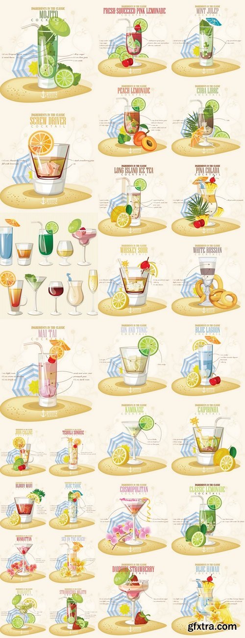 Vector illustration of popular alcoholic cocktail. Peach lemonade club alcohol shot