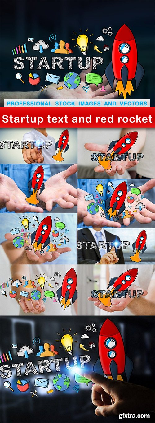 Startup text and red rocket - 10 UHQ JPEG