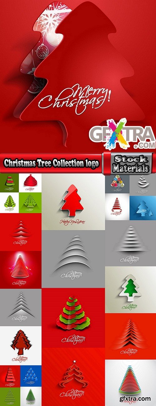 Christmas Tree Collection Tree logo flyer banner card christmas new year bekgraund 2-25 EPS