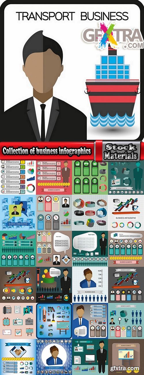 Collection of business infographics template is an example of a web site is a step by step calculation 8-25 EPS