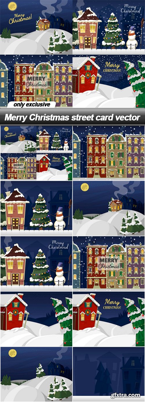 Merry Christmas street card vector - 10 EPS
