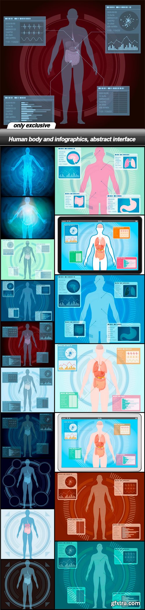 Human body and infographics, abstract interface - 17 EPS