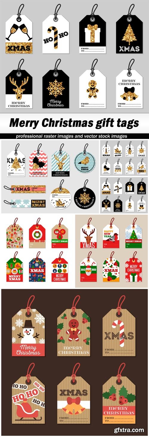 Merry Christmas gift tags - 6 EPS