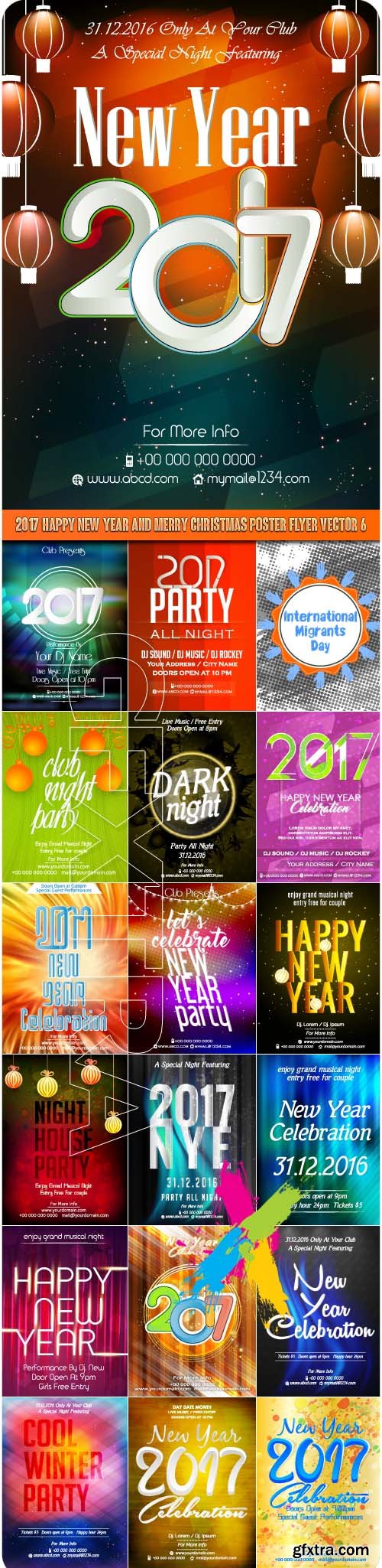 2017 Happy New Year and Merry Christmas poster flyer vector 6