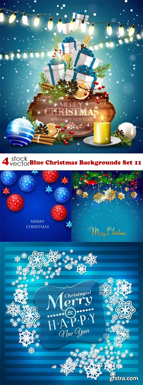 Vectors - Blue Christmas Backgrounds Set 11
