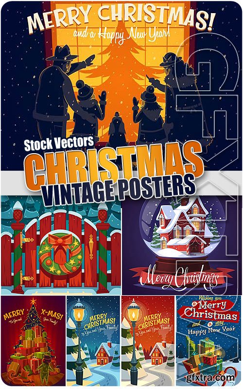 Vintage Christmas posters - Stock Vectors