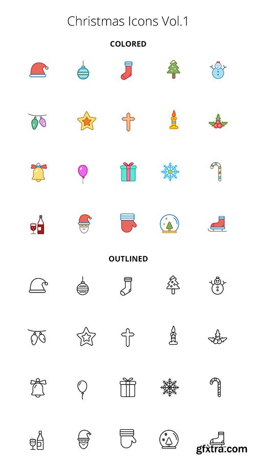 Ai, EPS, PSD, PDF, SVG Vector Web Icons - Christmas And New Year 2017