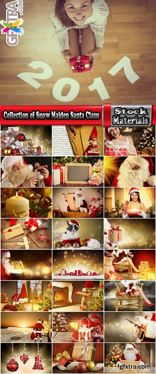 Collection of Snow Maiden Santa Claus Christmas gift New year toy illustration 25 HQ Jpeg