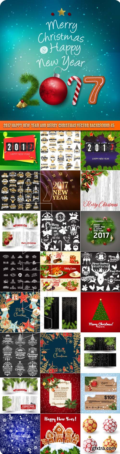 2017 Happy New Year and Merry Christmas vector background 45