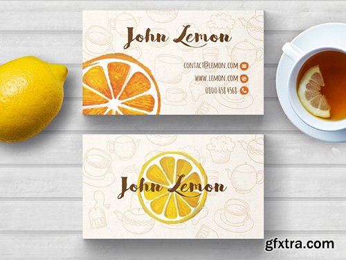 PSD EPS Business Card Template - Lemon Tea