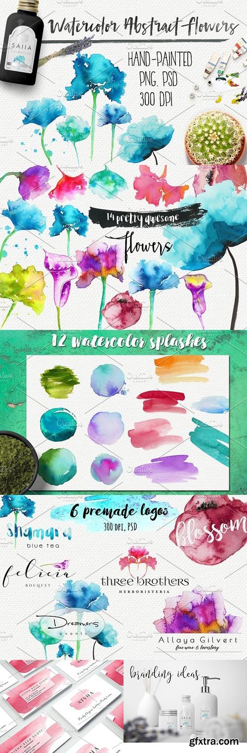 CM - Watercolor abstract flowers 958363