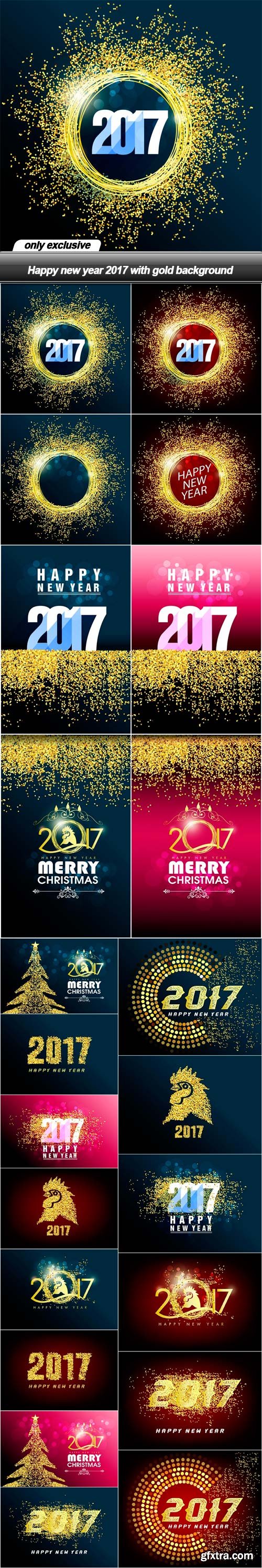 Happy new year 2017 with gold background - 22 EPS