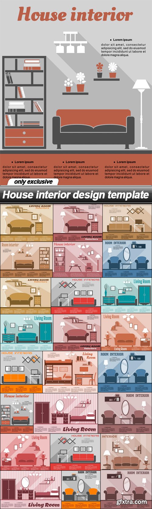 House interior design template - 24 EPS