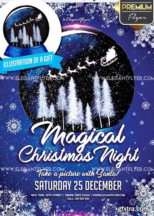 Magical Christmas Night V3 Flyer PSD Template + Facebook Cover