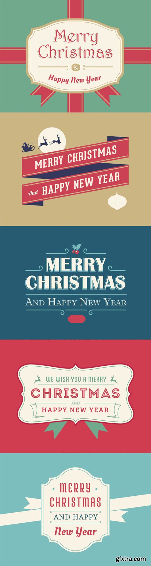 5 Christmas And New Year Cards (PSD / AI / EPS / PNG) [Re-Up]