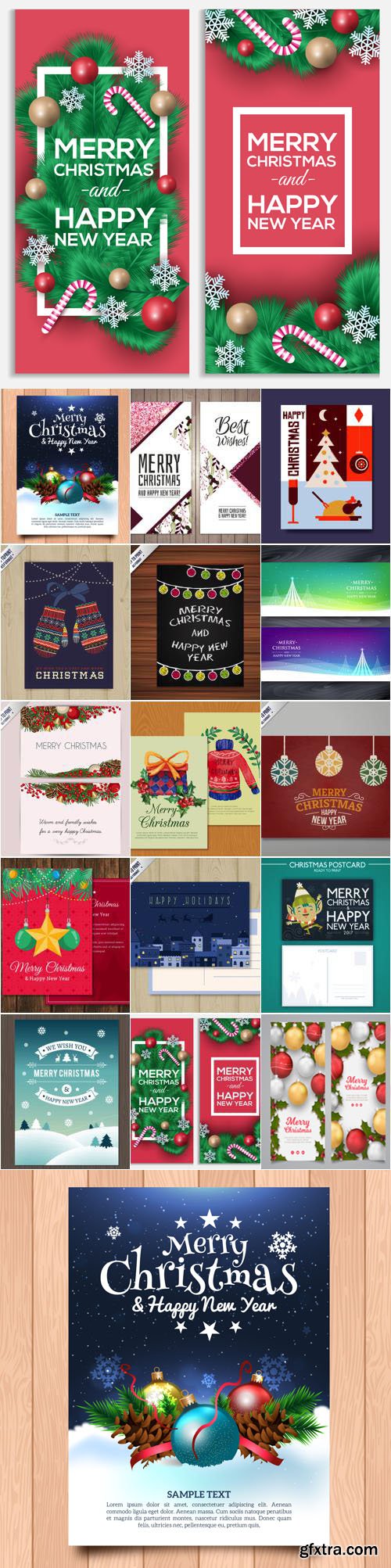 2017 Christmas & New Year Cards in Vector Vol.2 (20 Cards)