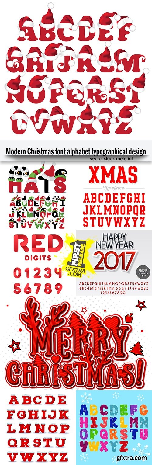 Modern Christmas font alphabet typographical design