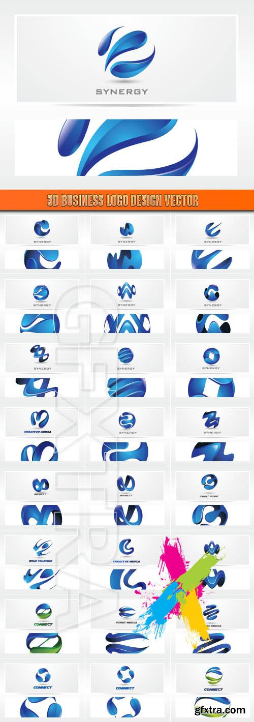3D business logo design vector