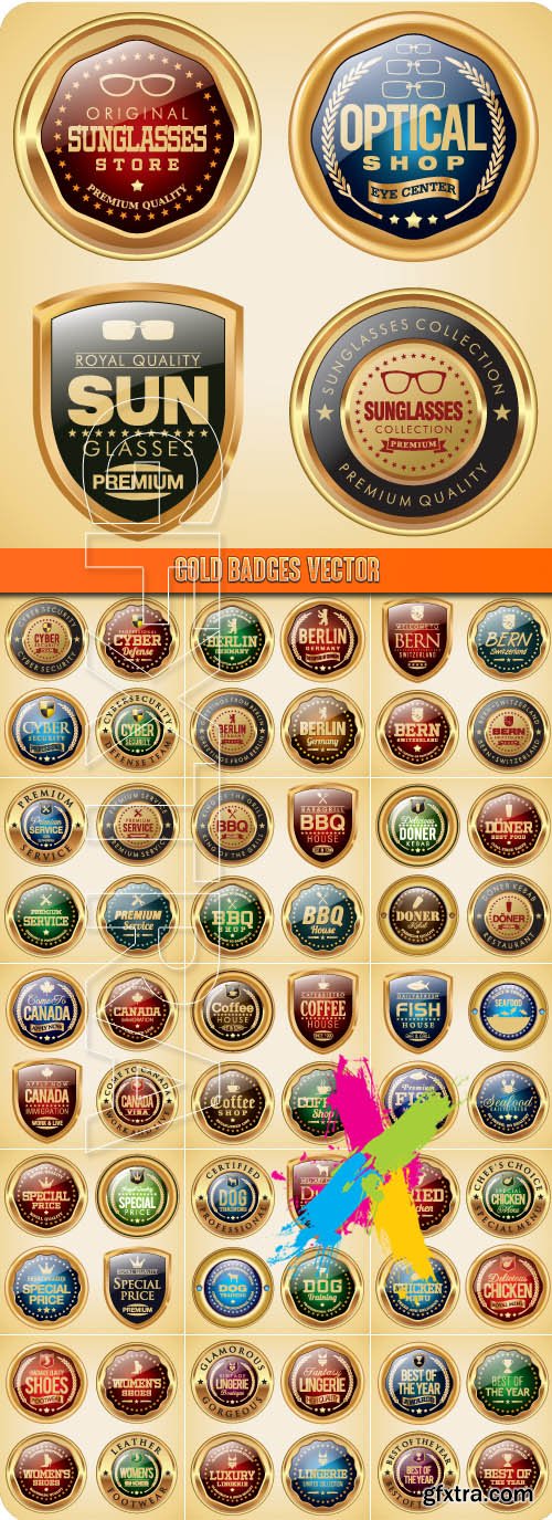 Gold badges vector