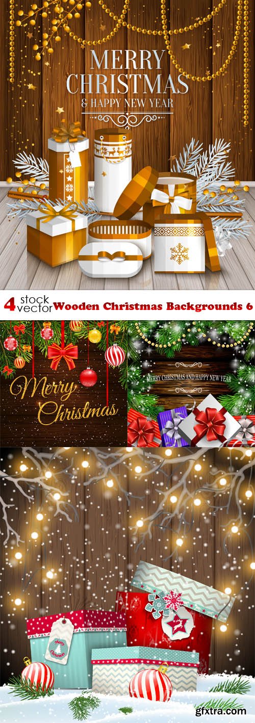 Vectors - Wooden Christmas Backgrounds 6