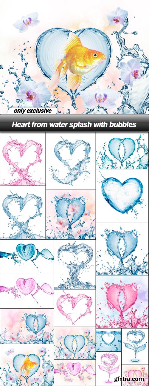 Heart from water splash with bubbles - 20 UHQ JPEG