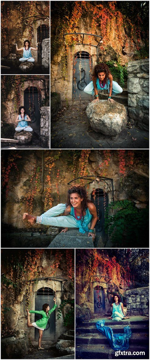 Woman Practice Balance and Yoga - 6 UHQ JPEG Stock Images