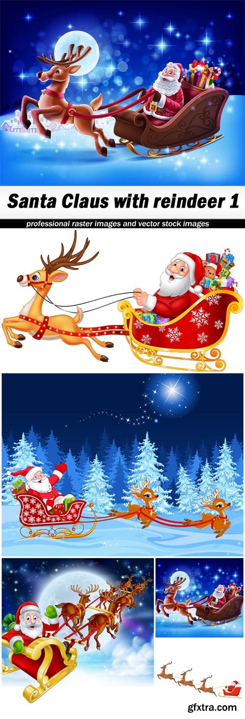 Santa Claus with reindeer 1 - 5 EPS