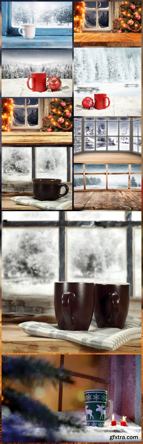 Christmas cup on the windowsill 10X JPEG