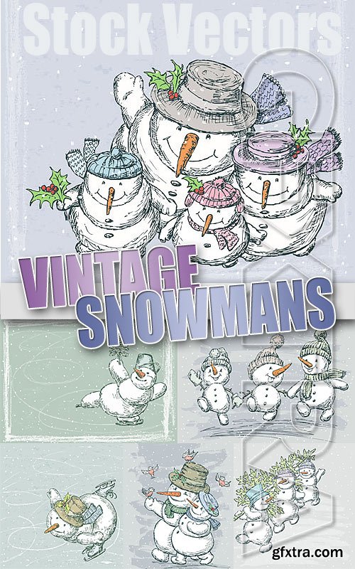 Vintage snowmans - Stock Vectors