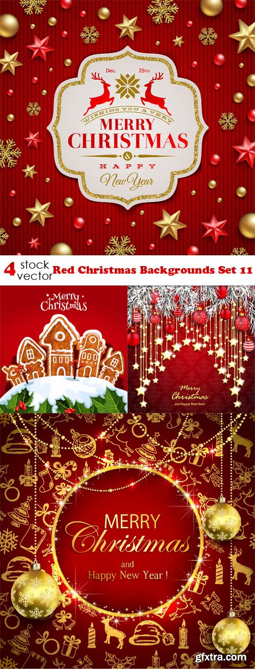 Vectors - Red Christmas Backgrounds Set 11