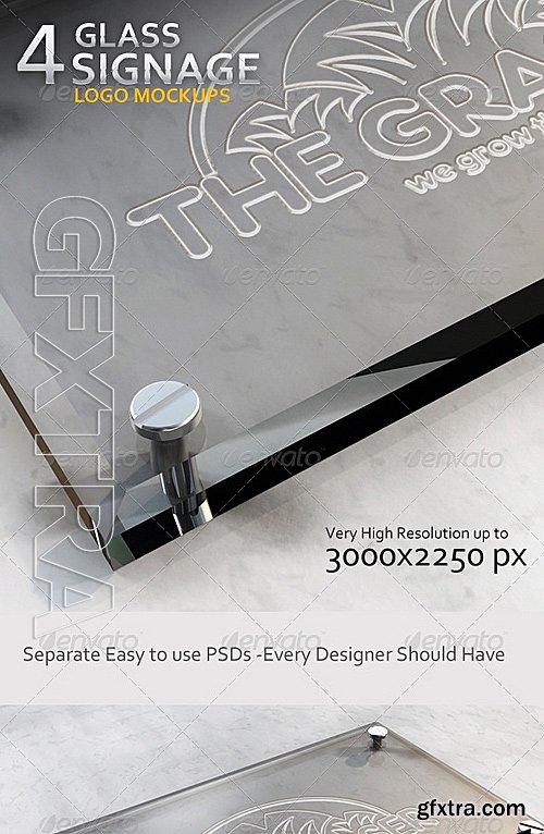 GraphicRiver - 4 Glass Signage Logo Mockups 6655804