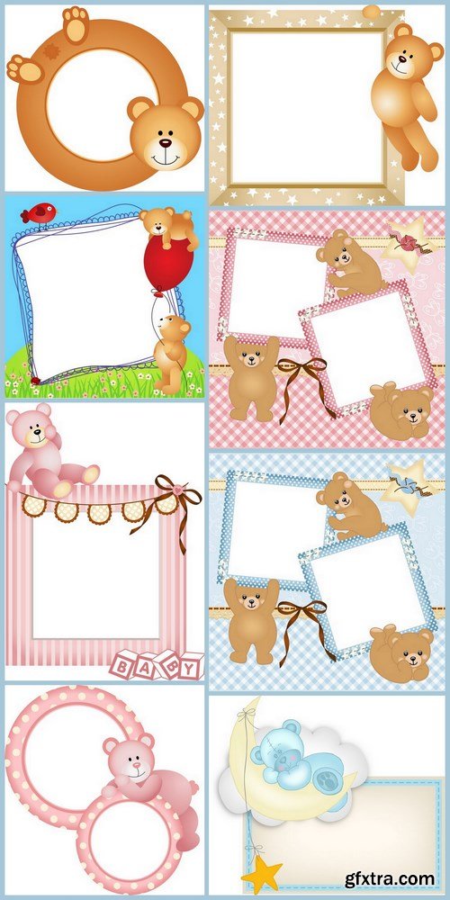 Teddy Hanging in the Frame - 8 EPS Vector Stock