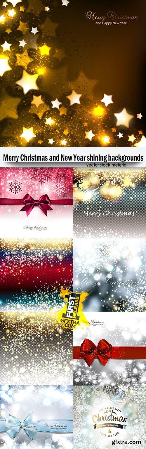 Merry Christmas and New Year shining backgrounds