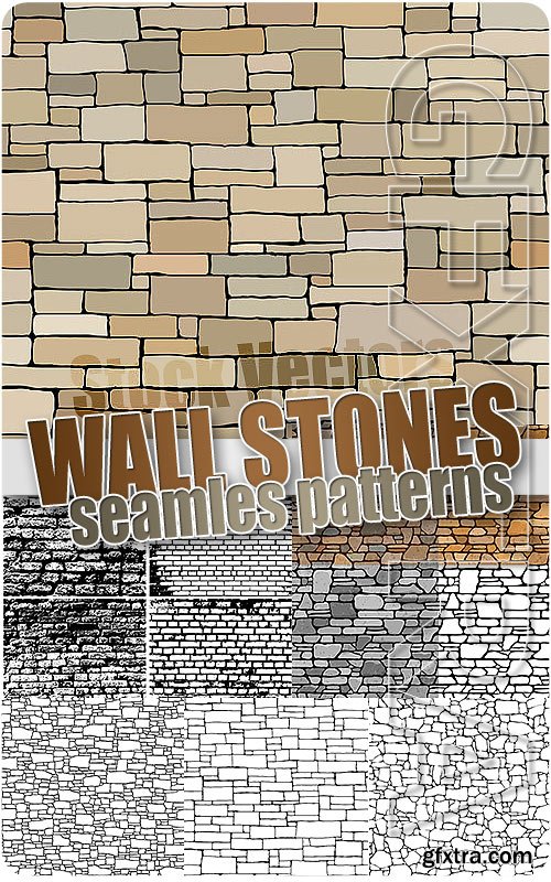 Wall from stones seamless patterns - Stock Vectors