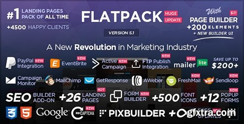 ThemeForest - FLATPACK v5.1 - Landing Pages Pack With Page Builder - 10591107