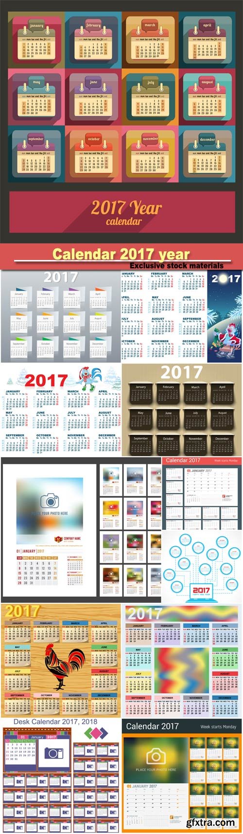 Set of vector calendar for 2017