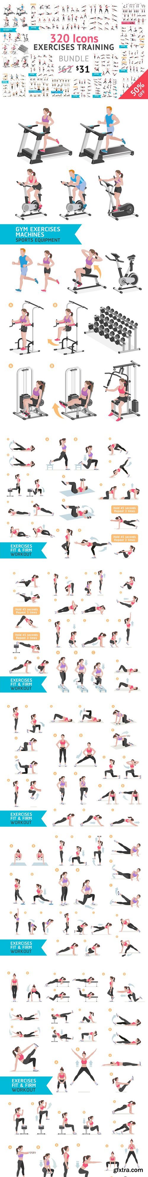 CM - Fitness Aerobic and Exercises Icons 1063017